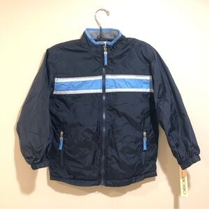 Cherokee Boys Fleece lined windbreaker jacket Size 6/7 Small Navy Silver